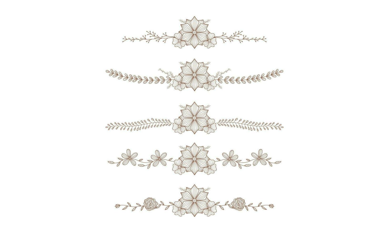 Hand gezeichnet rustikal Jahrgang Blume Rand Linie Teiler Dekoration. Mini einstellen von Vektor Blumen- Element Dekoration