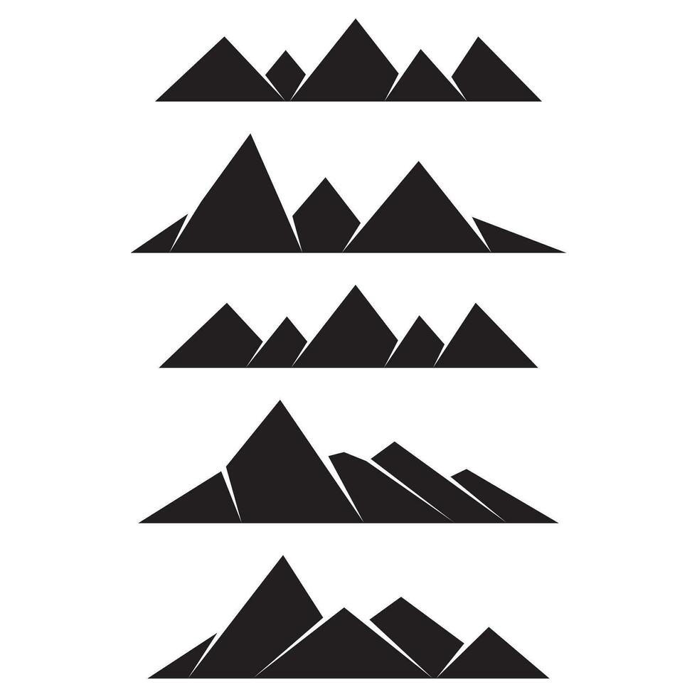 uppsättning av modern berg ikon. svart berg logotyp vektor