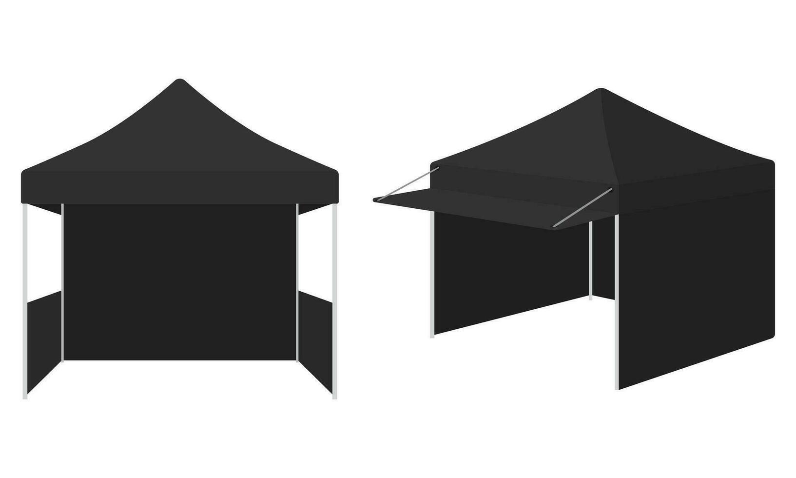 samling av platt design svart bås tält vektor