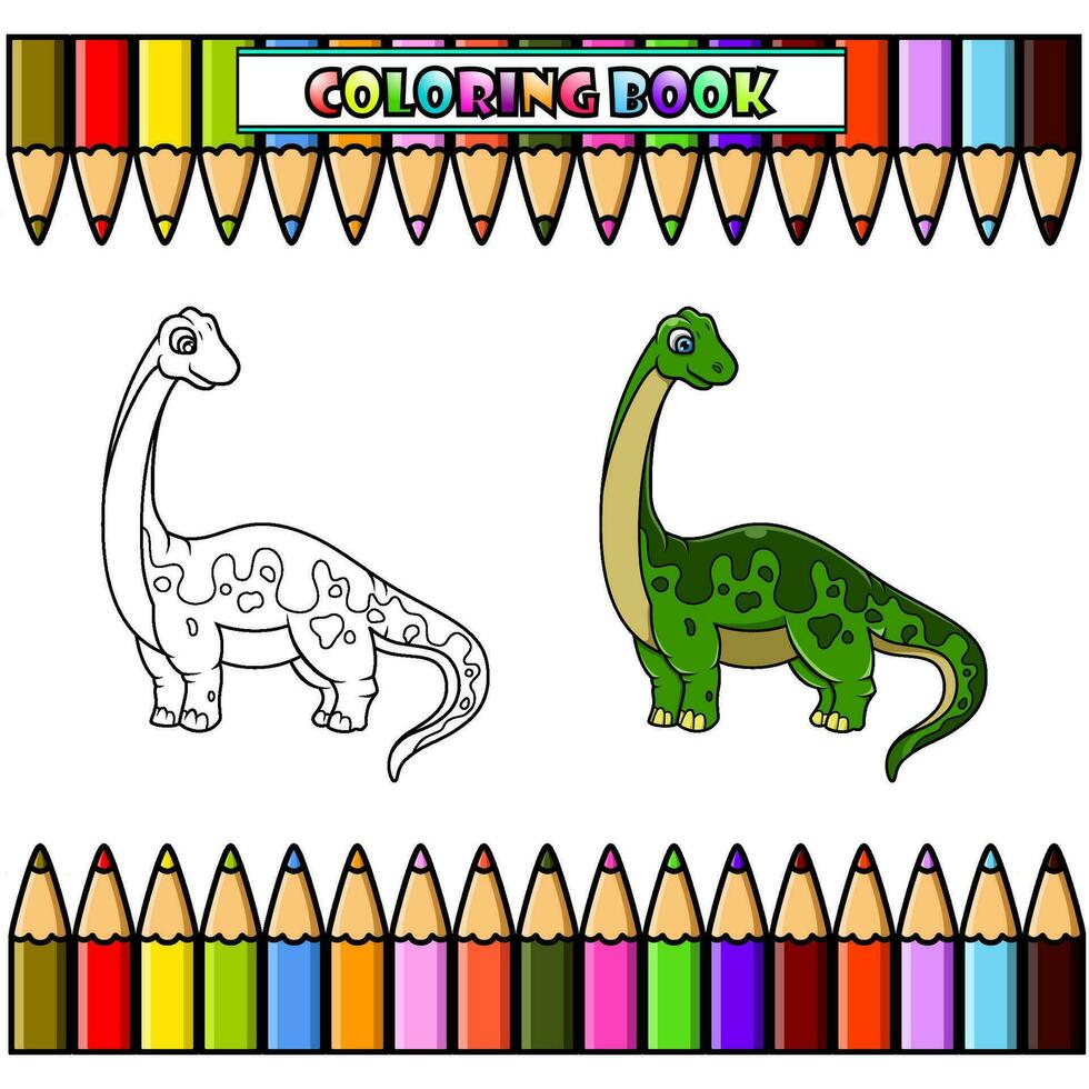 Karikatur Brontosaurus zum Färbung Buch vektor