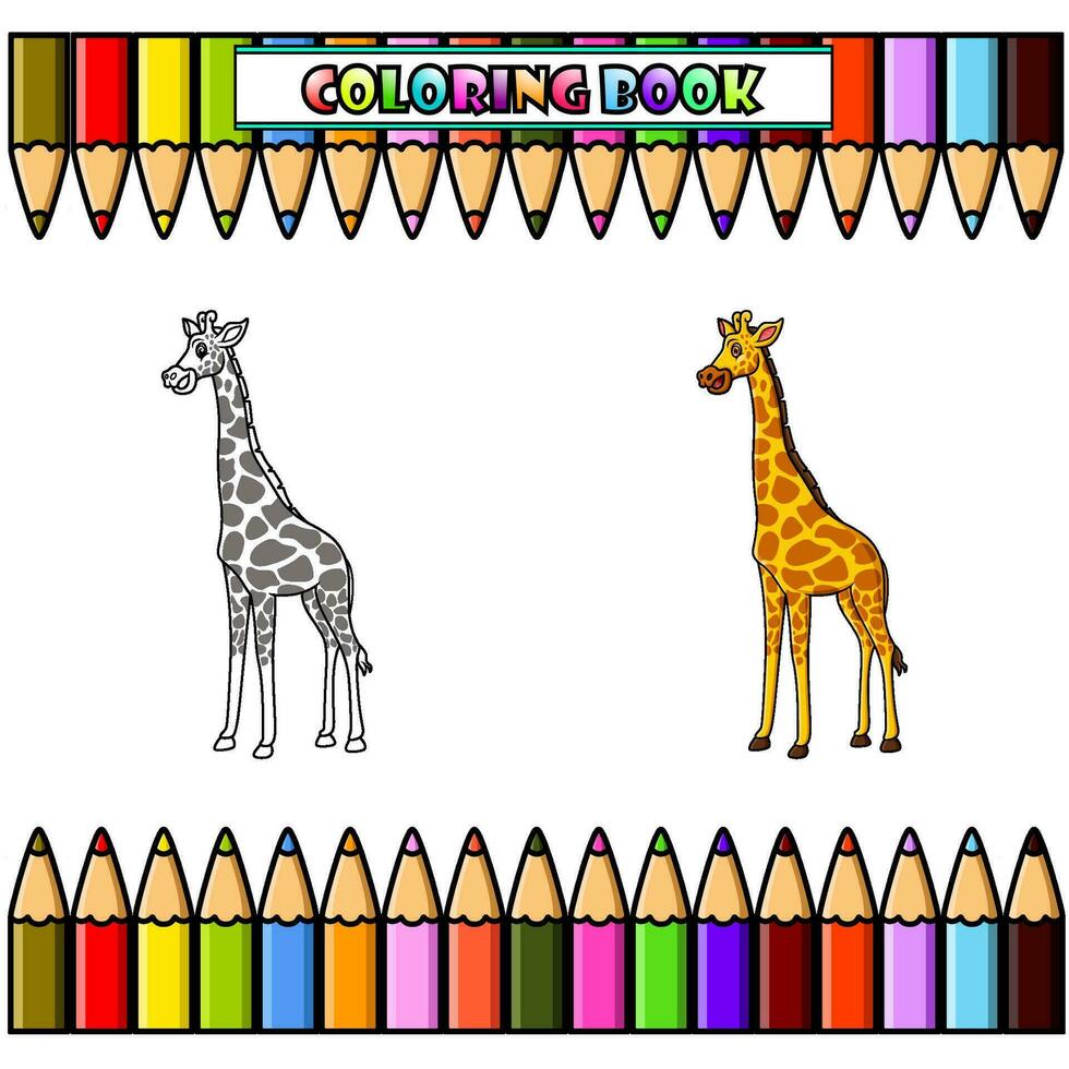 Karikatur Giraffe zum Färbung Buch vektor