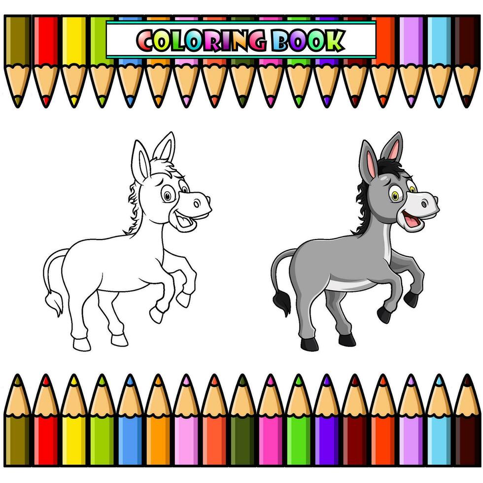 tecknad serie åsna för färg bok vektor