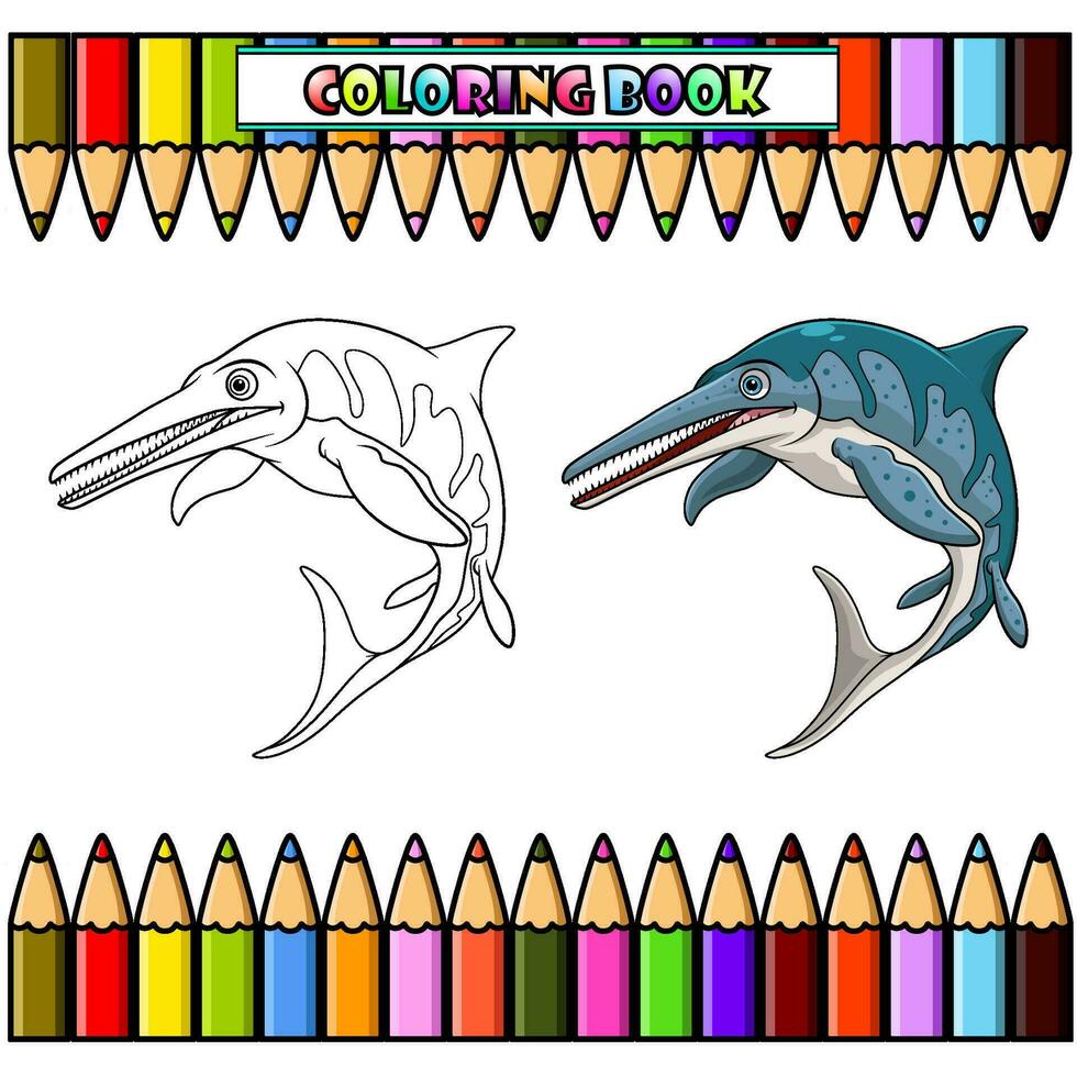 Karikatur Ichthyosaurus zum Färbung Buch vektor
