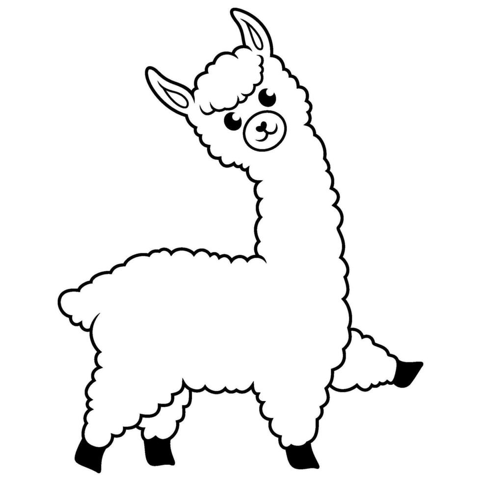söt alpacka tecknad på vit bakgrund vektor