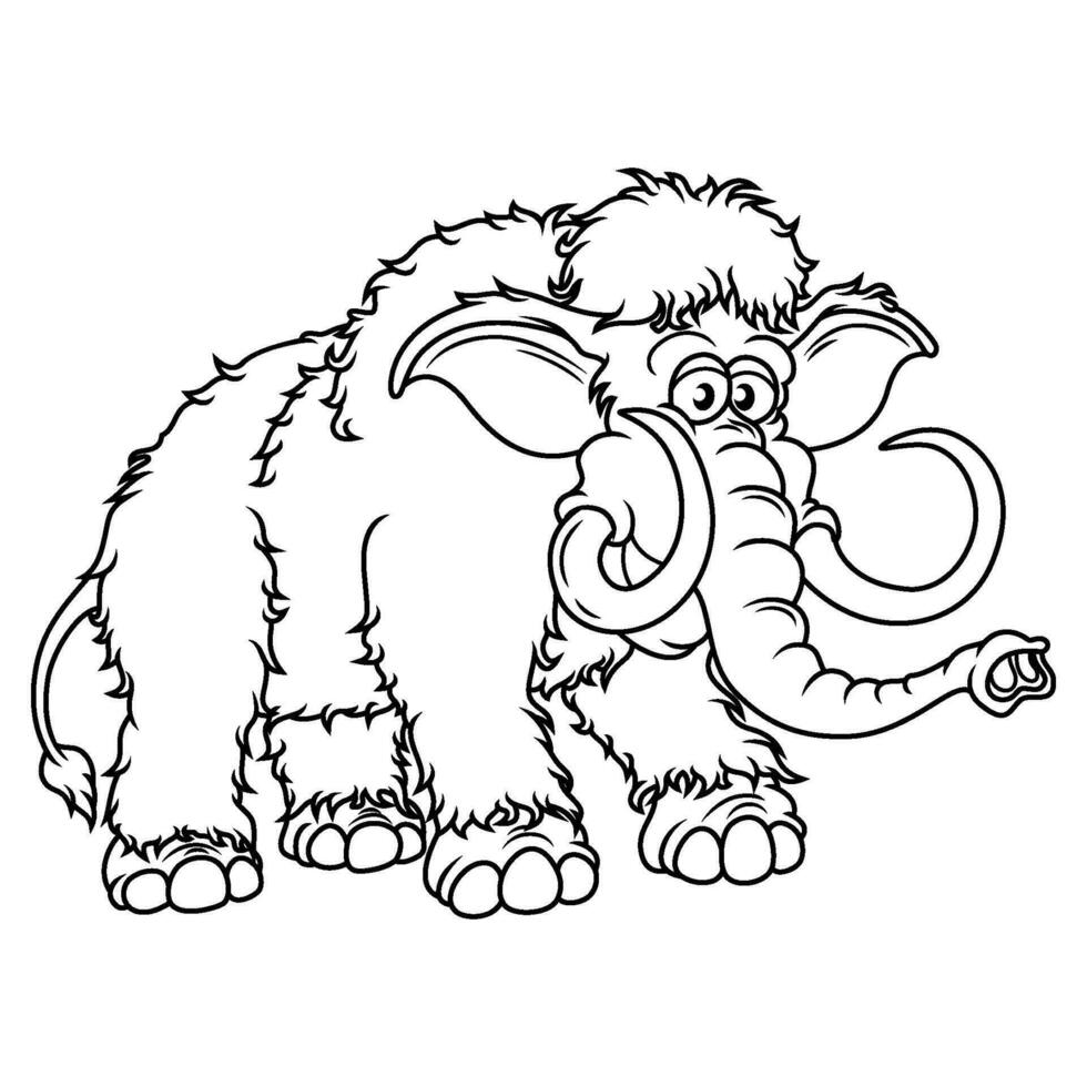 tecknad mammut isolerad på vit bakgrund vektor