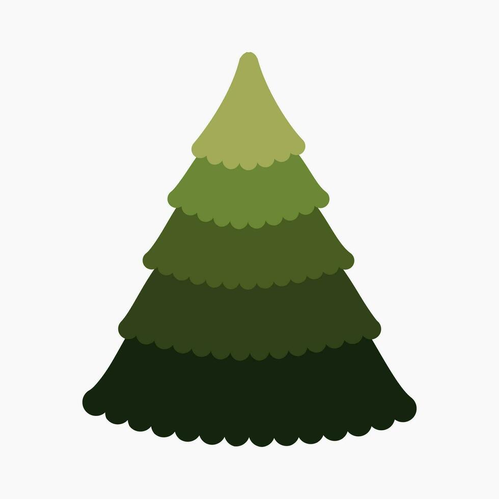 ein süß einfach Weihnachten Baum, Fichte, Kiefer, Nadelbaum ohne Dekoration, eben Vektor Illustration isoliert auf Weiß Hintergrund. fröhlich Weihnachten und glücklich Neu Jahr.