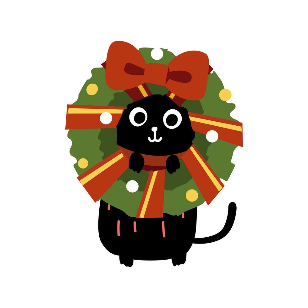 einstellen von schön Katze fallen im Liebe mit Weihnachten Thema eben Vektor Illustration isoliert auf Weiß Hintergrund. fröhlich christams und glücklich Neu Jahr.