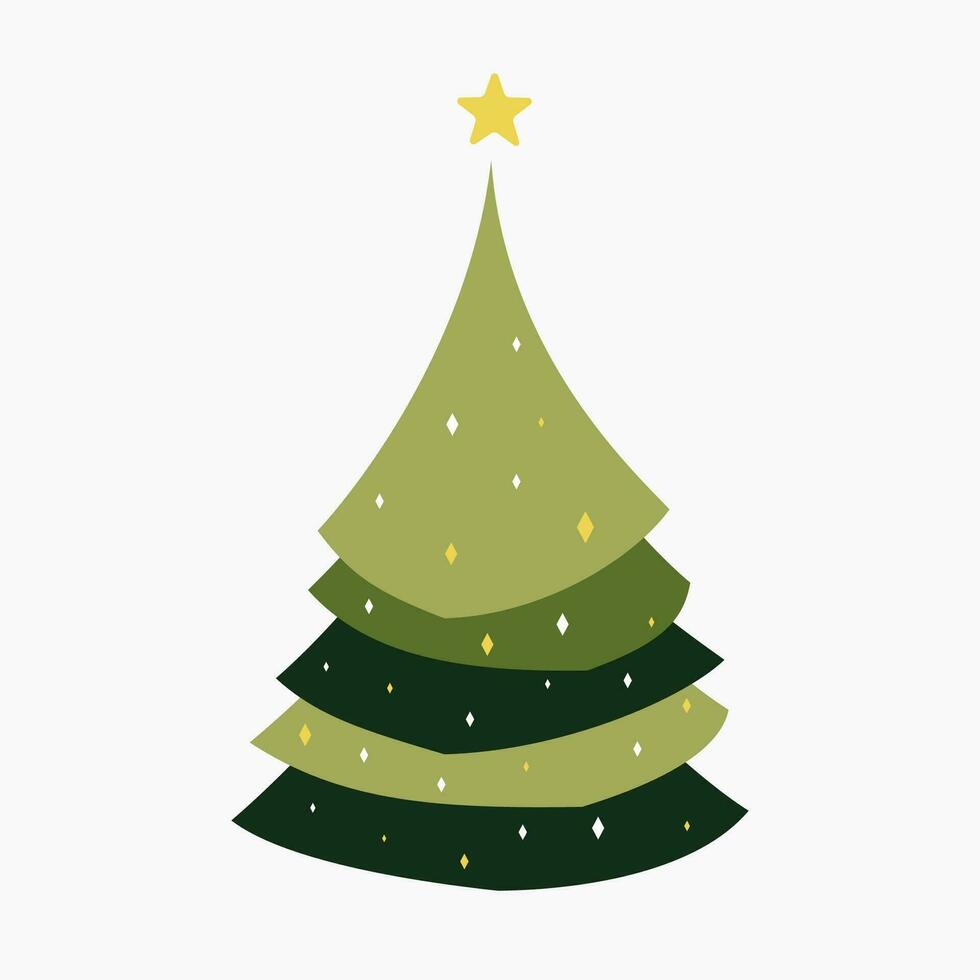 ein süß Weihnachten Baum mit schön Dekoration eben Vektor Illustration isoliert auf Weiß Hintergrund. fröhlich Weihnachten und glücklich Neu Jahr