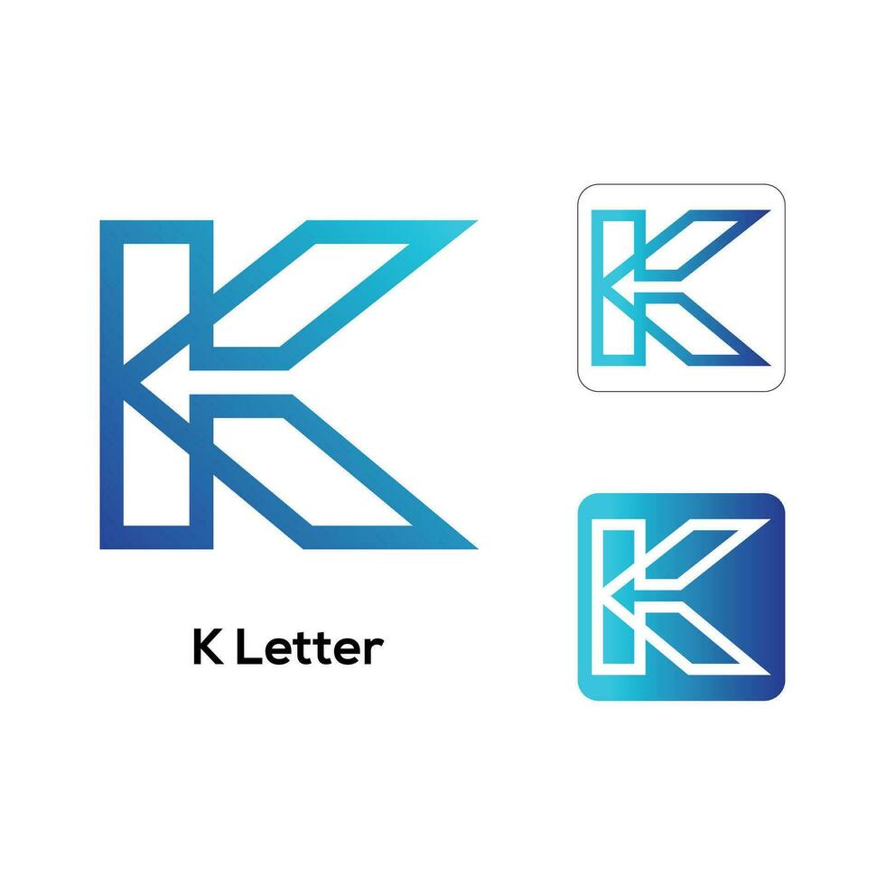 k brev med pil form kreativ logotyp design vektor