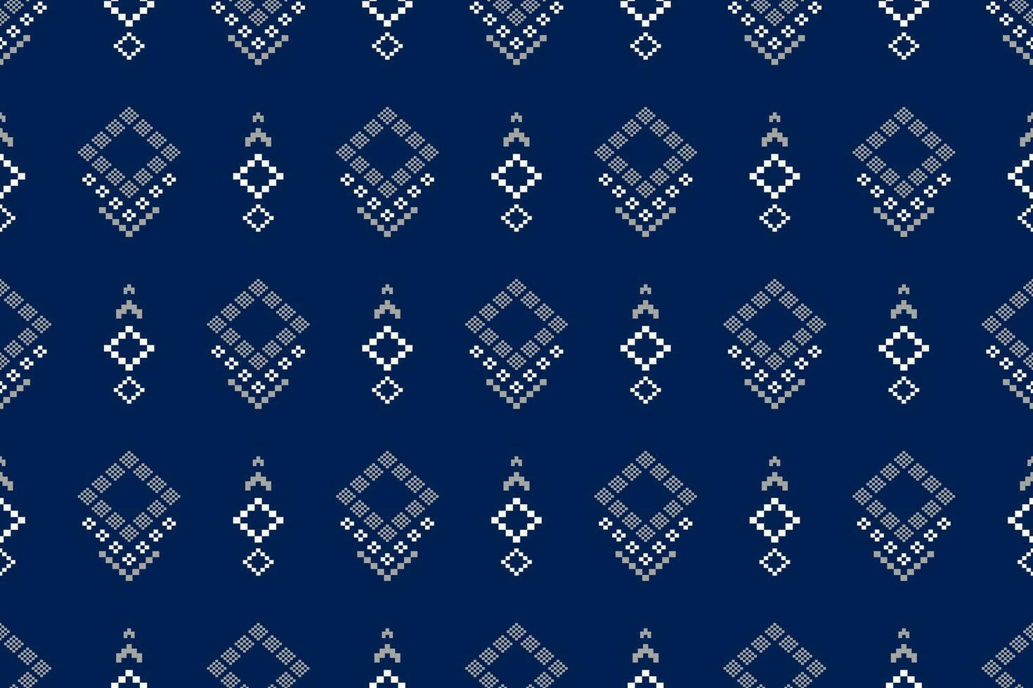 indigo Marin blå geometrisk traditionell etnisk mönster ikat sömlös mönster gräns abstrakt design för tyg skriva ut trasa klänning matta gardiner och sarong aztec afrikansk indisk indonesiska vektor