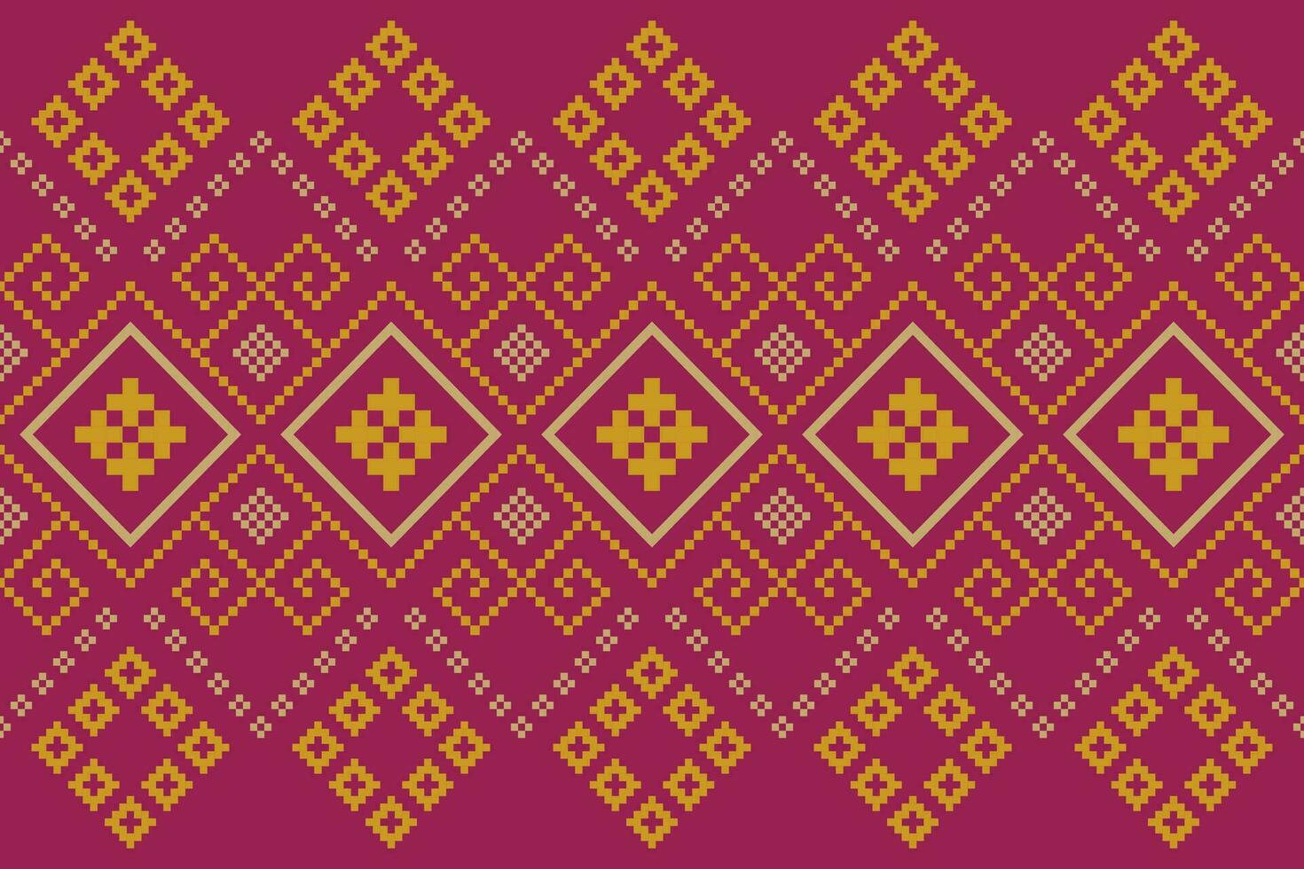 Rosa Kreuz Stich bunt geometrisch traditionell ethnisch Muster Ikat nahtlos Muster Rand abstrakt Design zum Stoff drucken Stoff Kleid Teppich Vorhänge und Sarong aztekisch afrikanisch indisch indonesisch vektor