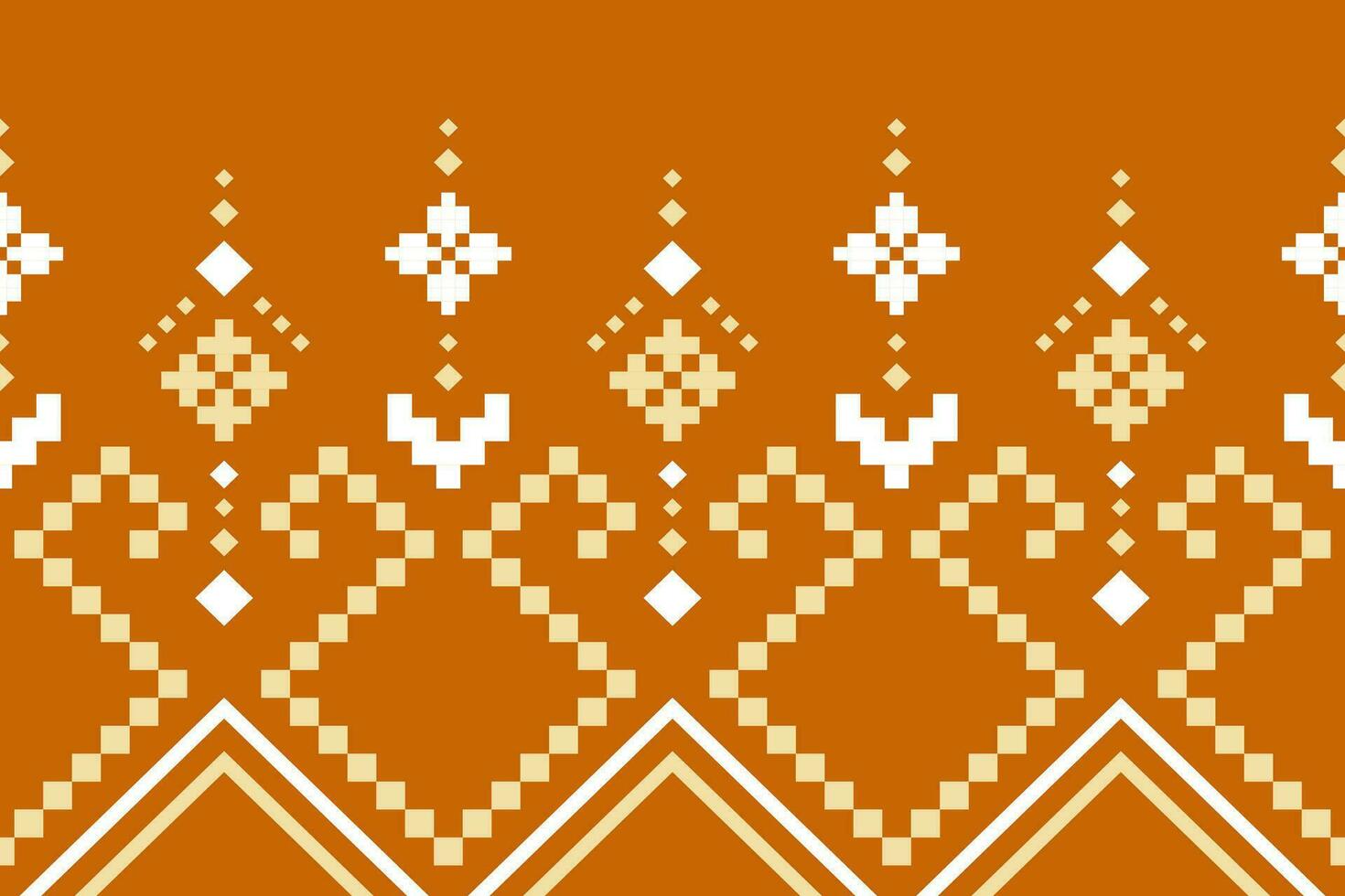 orange årgångar korsa sy traditionell etnisk mönster paisley blomma ikat bakgrund abstrakt aztec afrikansk indonesiska indisk sömlös mönster för tyg skriva ut trasa klänning matta gardiner och sarong vektor