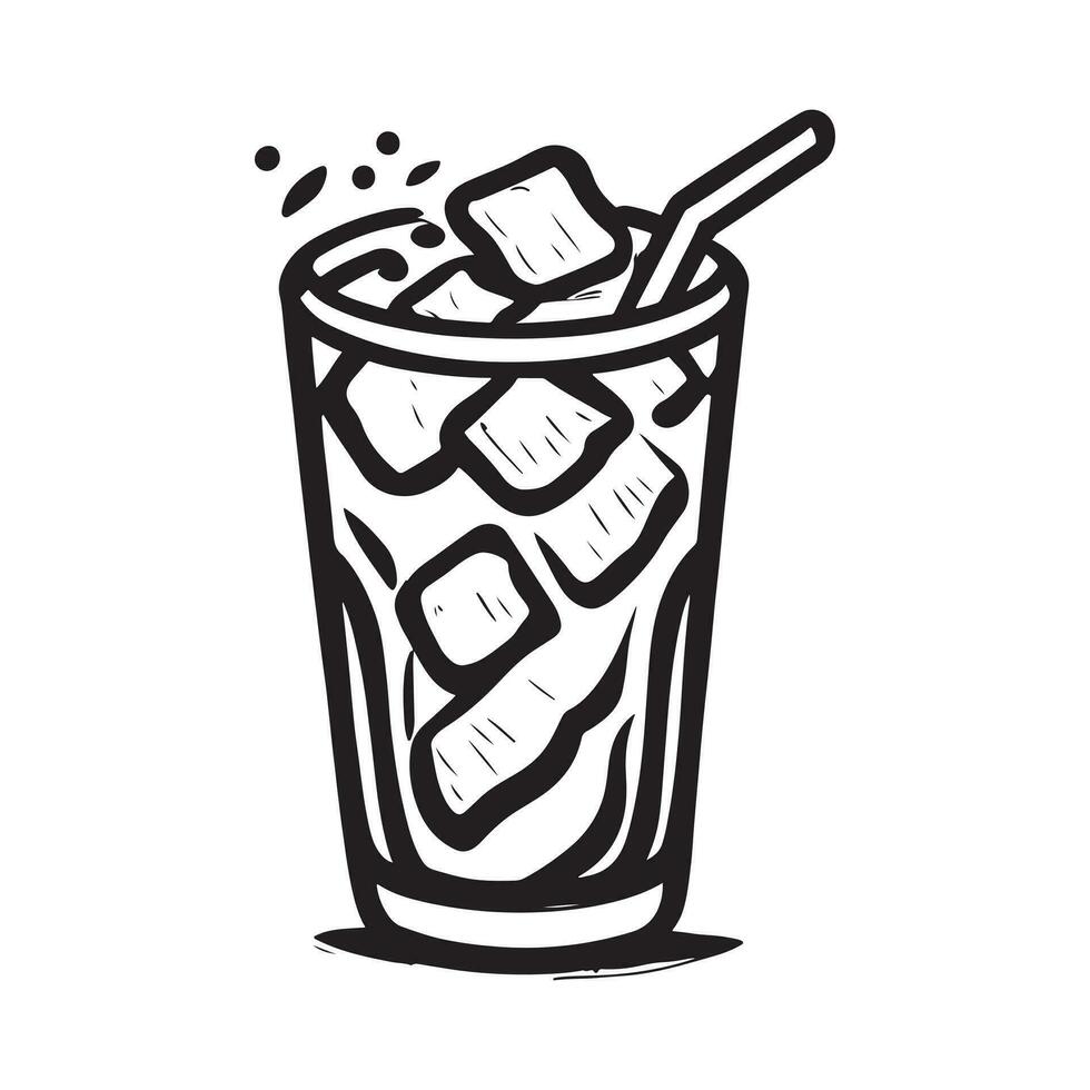 Hand gezeichnet Illustration von Eis Tee cool trinken serviert auf das Glas vektor