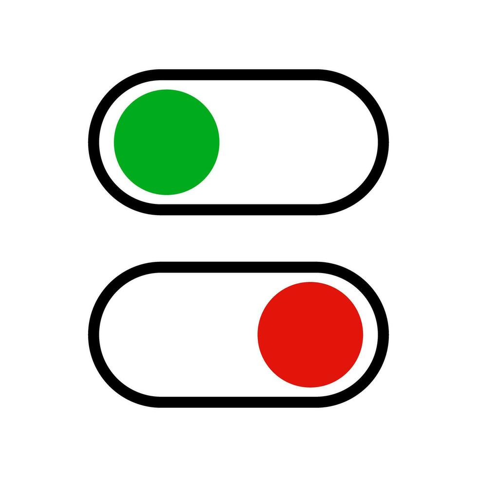 Leistung auf und Leistung aus Schieberegler Schalter Symbole. Leistung Benutzer Schnittstelle Symbole. Vektor. vektor