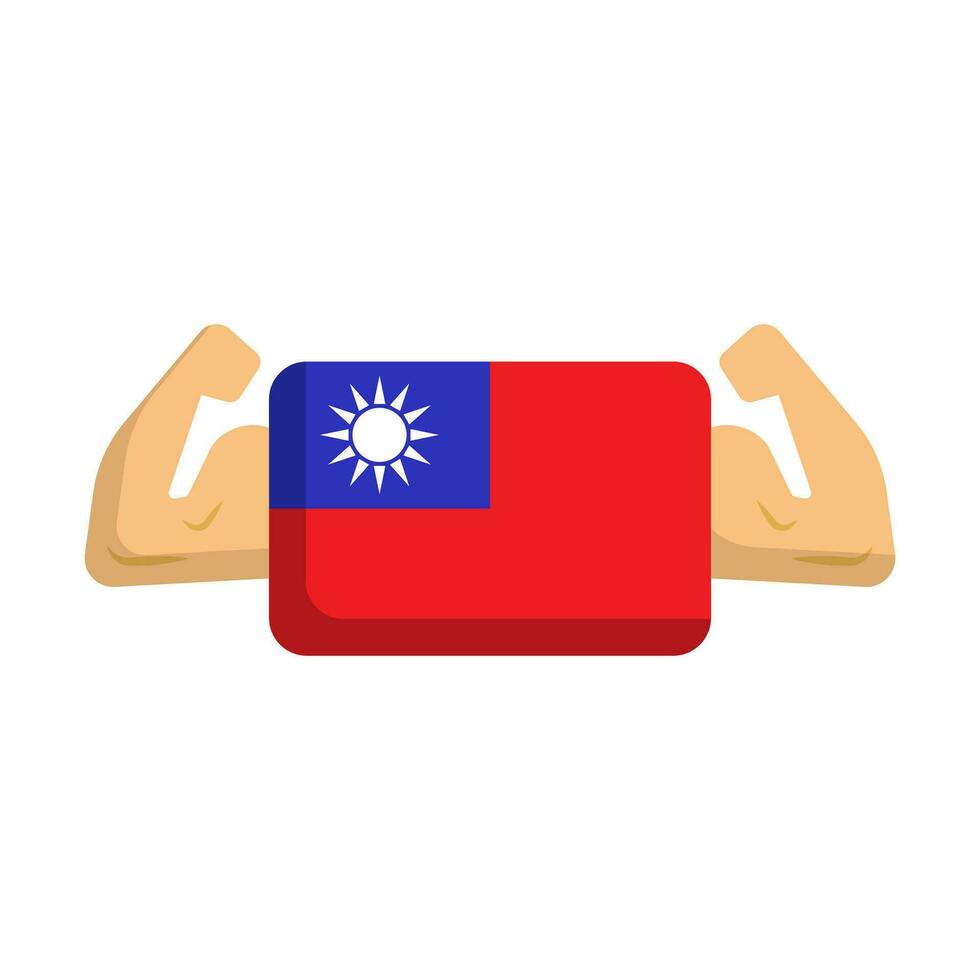 muskel och taiwan flagga ikon. taiwanese kraft. vektor. vektor