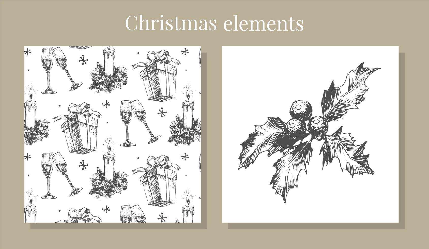 nyår och jul uppsättning skiss illustration vektor