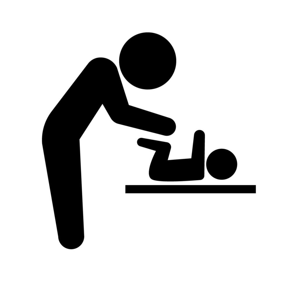 Baby Windel Ändern Zimmer Silhouette Symbol. Pflege- Zimmer. Baby Pflege Zimmer. Vektor. vektor