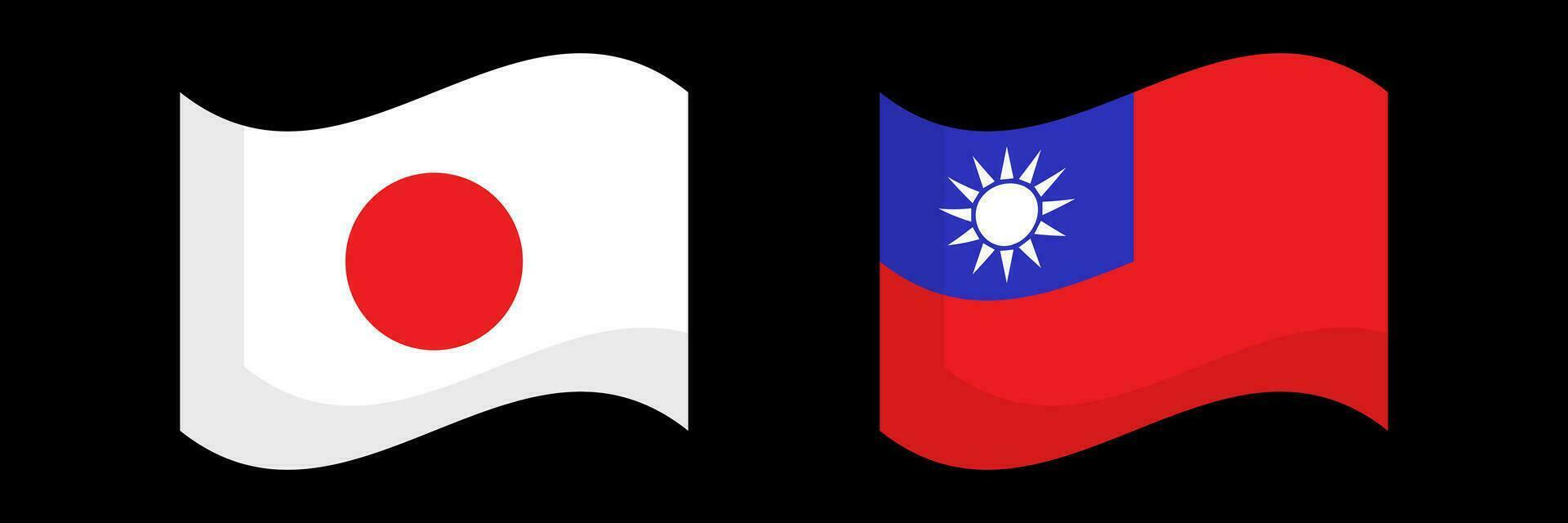 flattern japanisch Flagge und Taiwanese Flagge Symbol Satz. Vektor. vektor