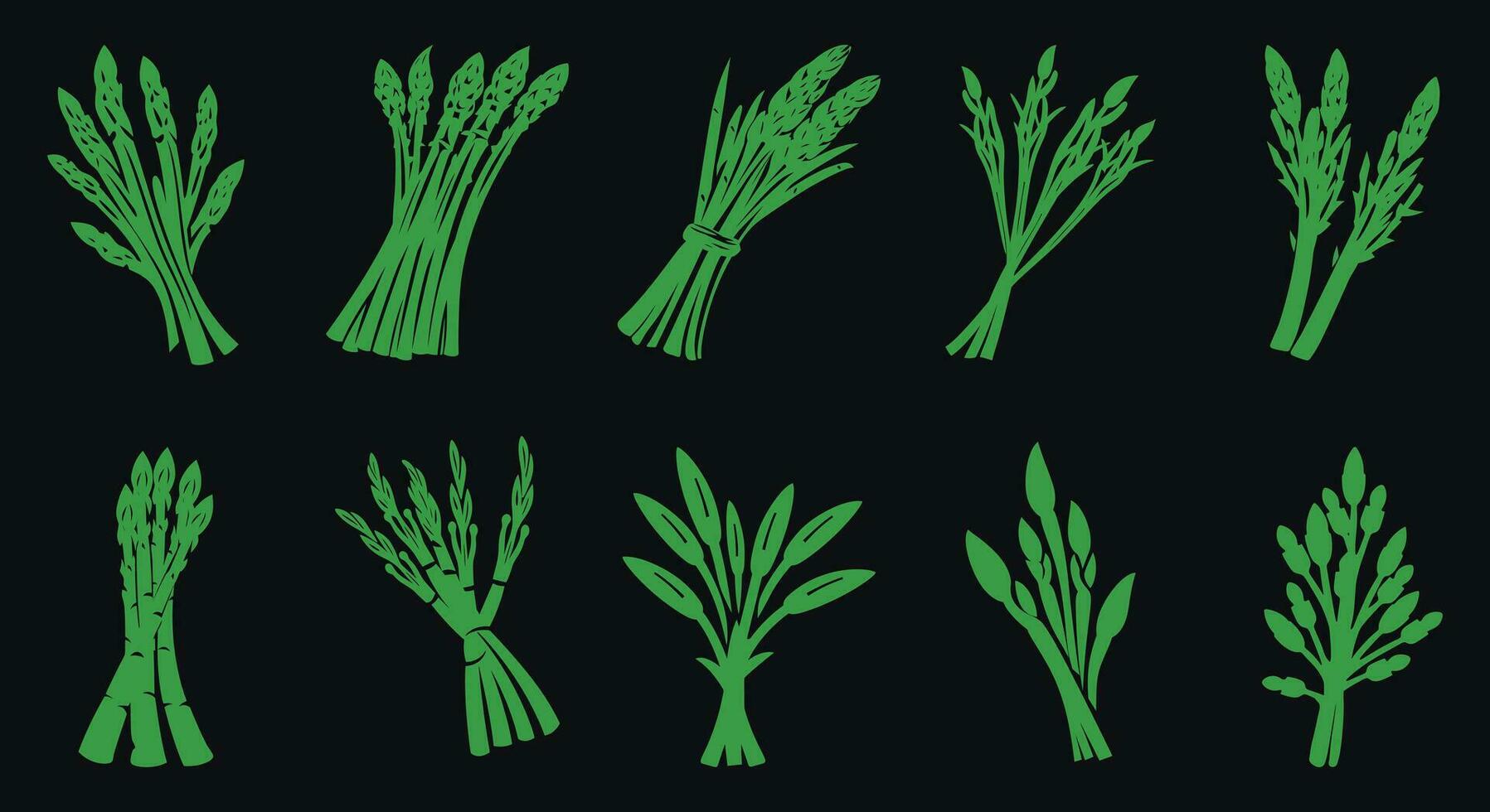 geformt Grüns künstlerisch Spargel Silhouette zum kreativ Projekte vektor