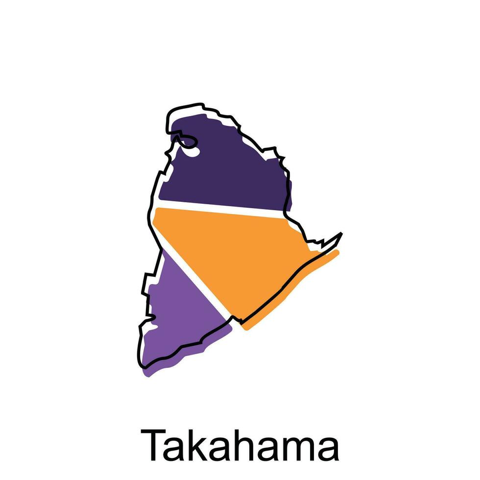 Karta stad av takahama design, hög detaljerad vektor Karta - japan vektor design mall