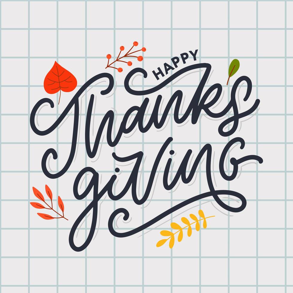 handgezeichnete Happy Thanksgiving-Schriftzug vektor