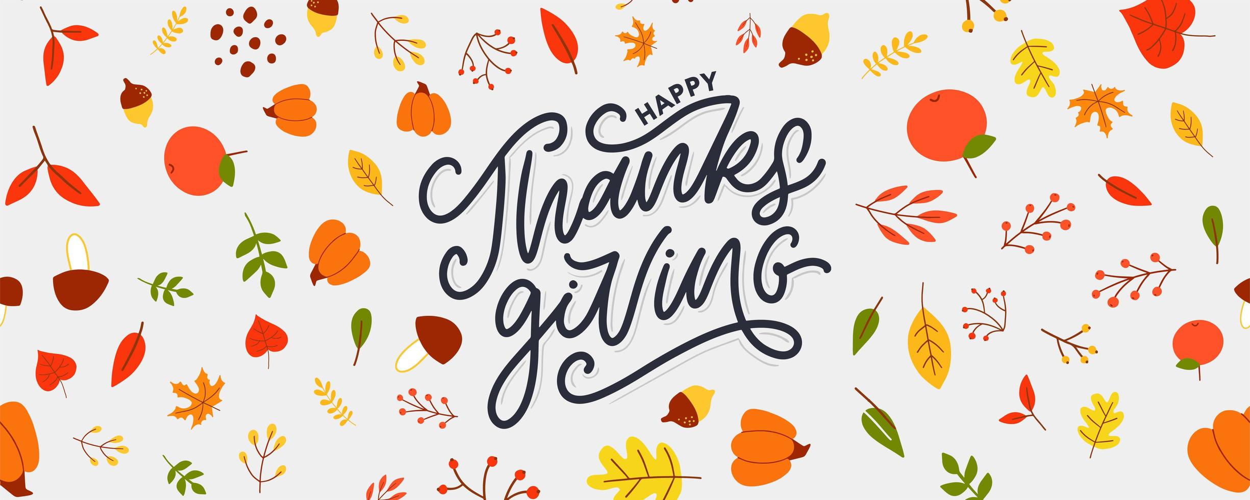 handgezeichnete Happy Thanksgiving-Schriftzug vektor