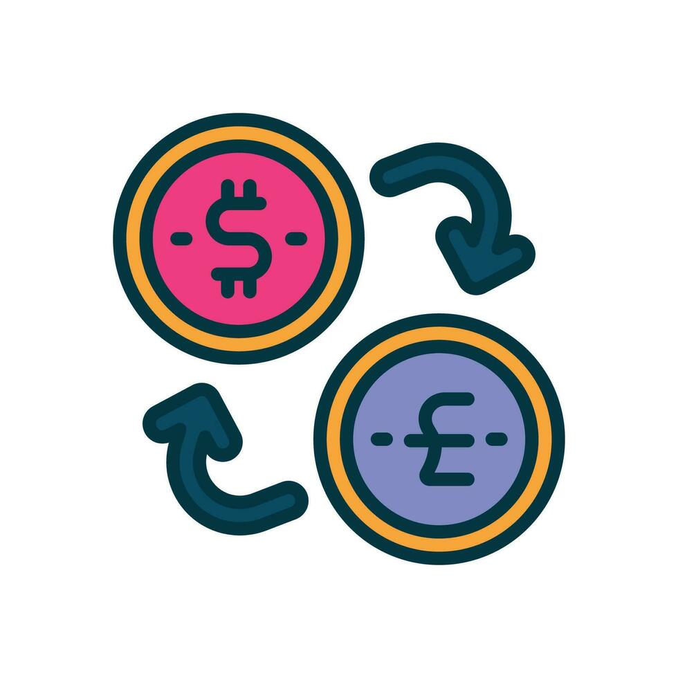 Geld Austausch gefüllt Farbe Symbol. Vektor Symbol zum Ihre Webseite, Handy, Mobiltelefon, Präsentation, und Logo Design.