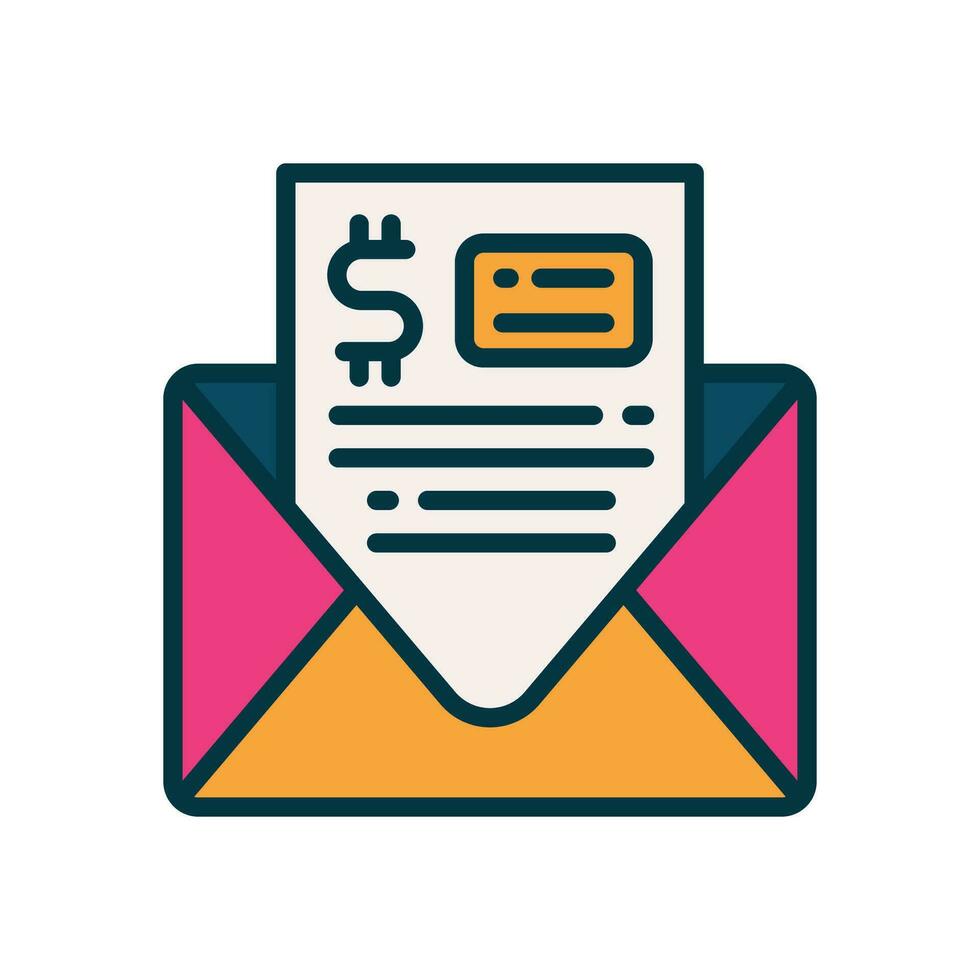 Email Rechnung gefüllt Farbe Symbol. Vektor Symbol zum Ihre Webseite, Handy, Mobiltelefon, Präsentation, und Logo Design.