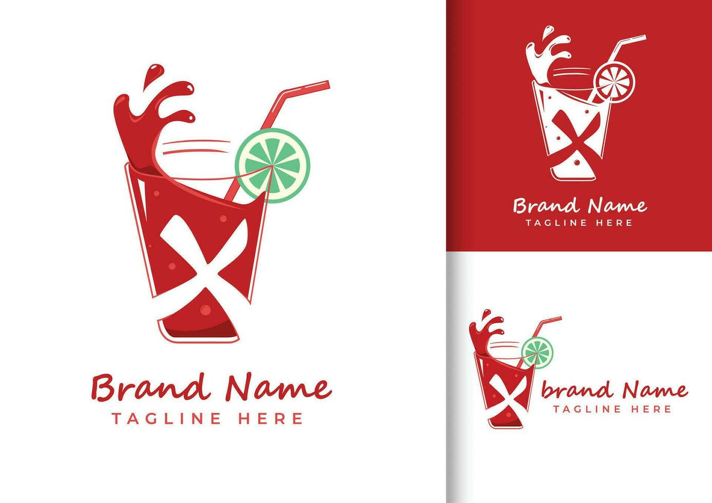 brev x färsk juice logotyp design mall vektor