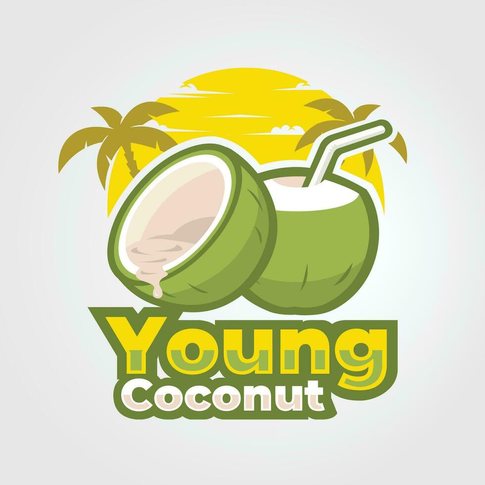 ung kokos redo tillverkad logotyp vektor konst isolerat. bäst för företag och tshirt design