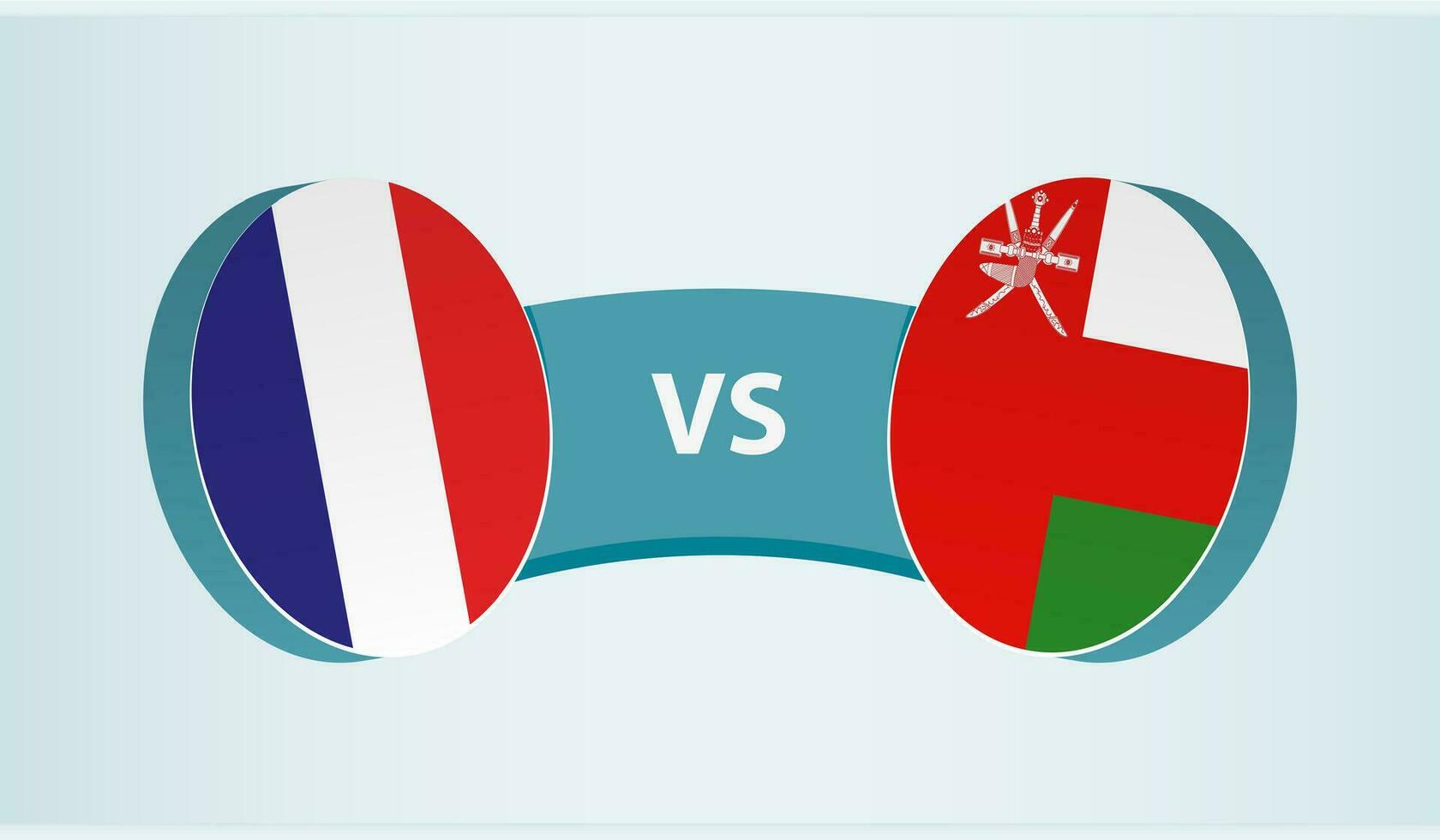 Frankreich gegen Oman, Mannschaft Sport Wettbewerb Konzept. vektor