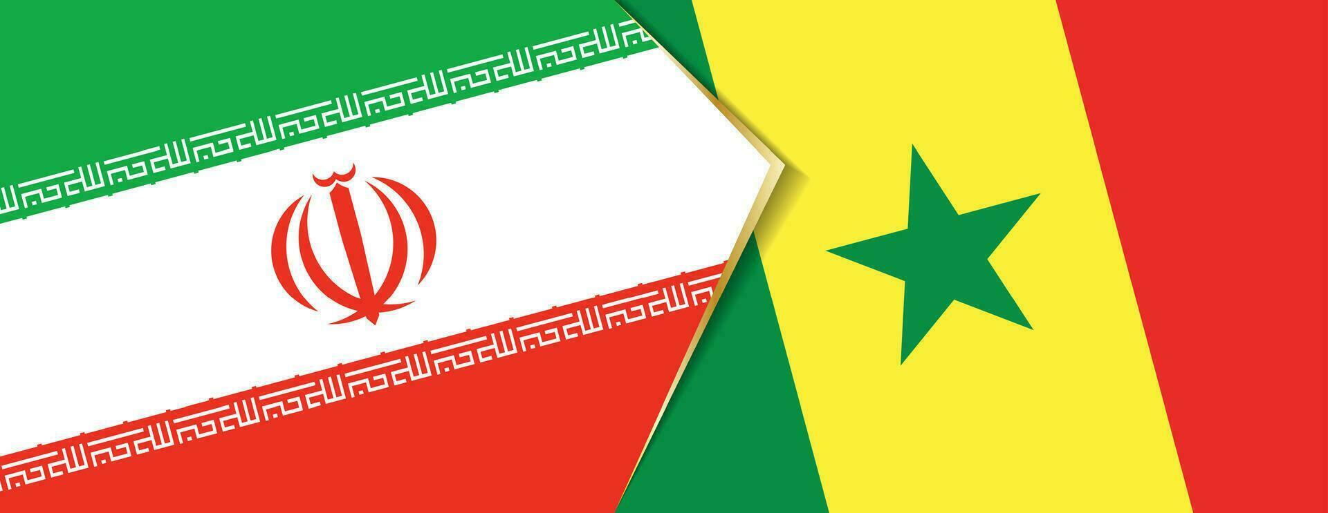 iran och senegal flaggor, två vektor flaggor.