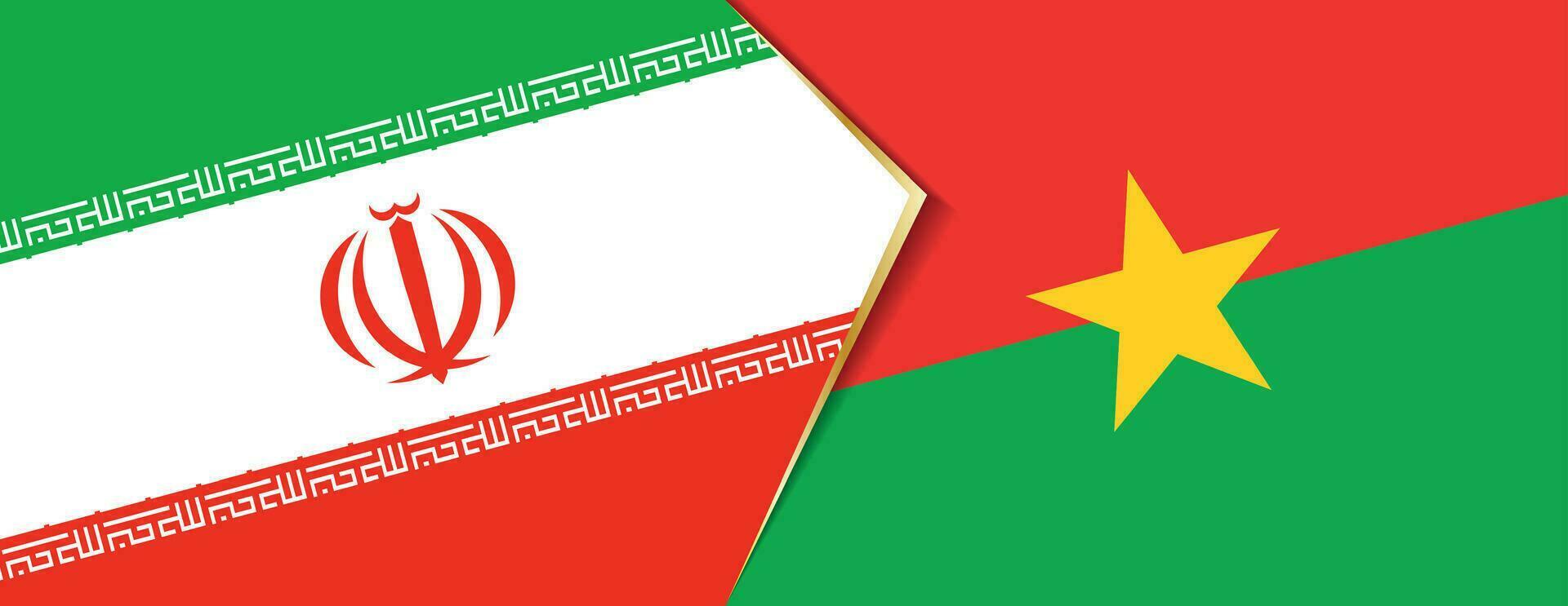 iran och Burkina faso flaggor, två vektor flaggor.