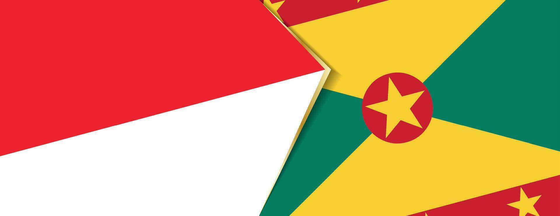 Indonesien und Grenada Flaggen, zwei Vektor Flaggen.