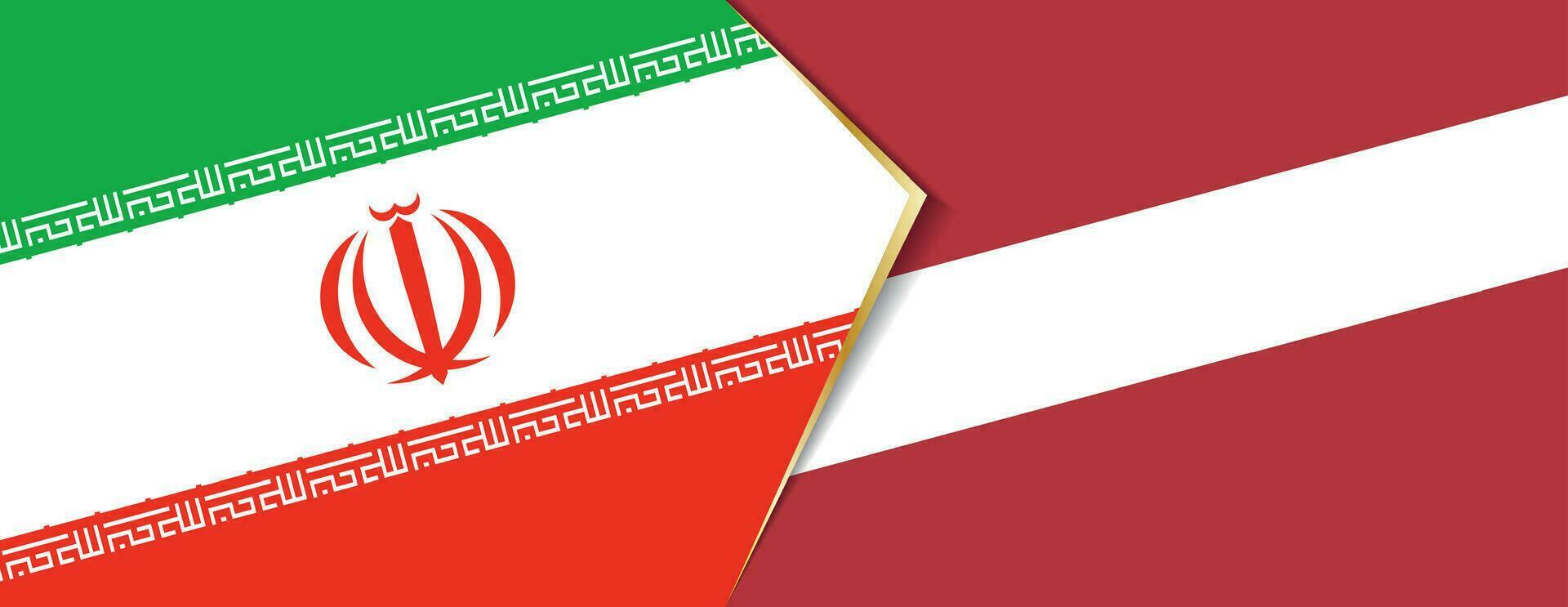 iran och lettland flaggor, två vektor flaggor.