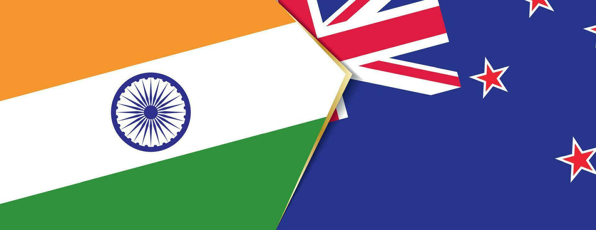 Indien och ny zealand flaggor, två vektor flaggor.