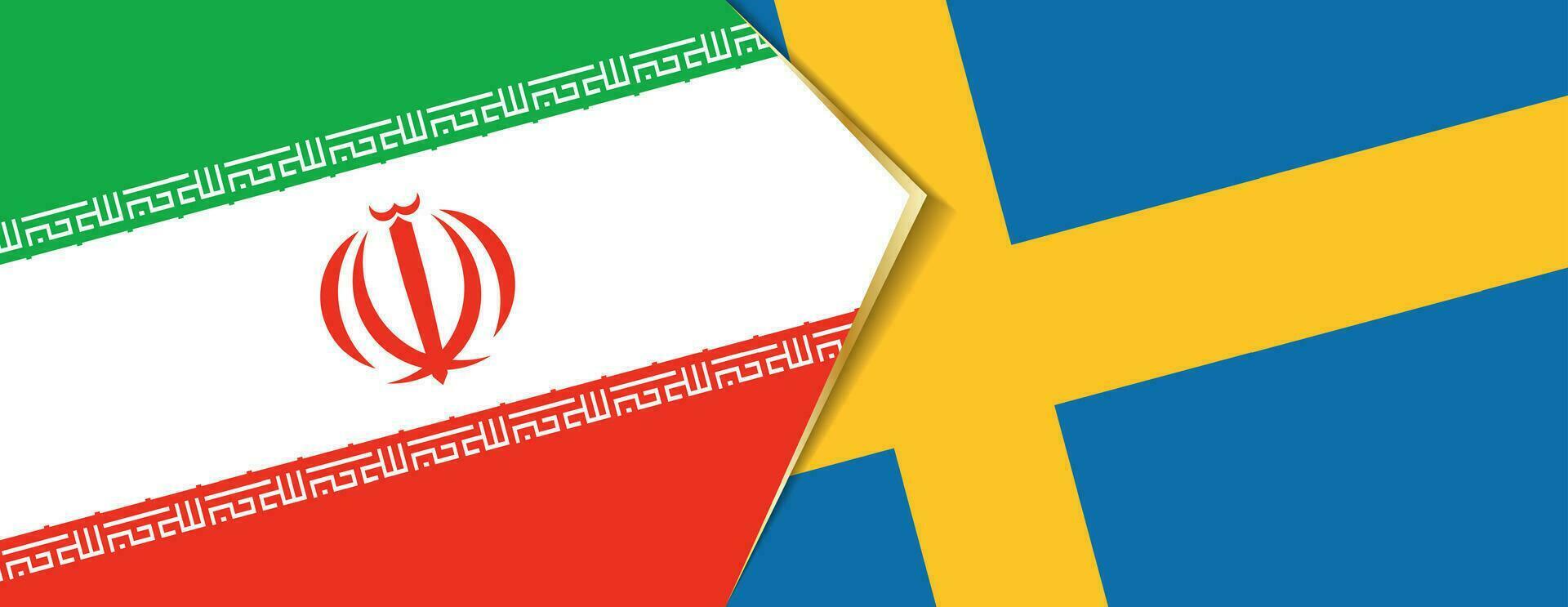 iran och Sverige flaggor, två vektor flaggor.