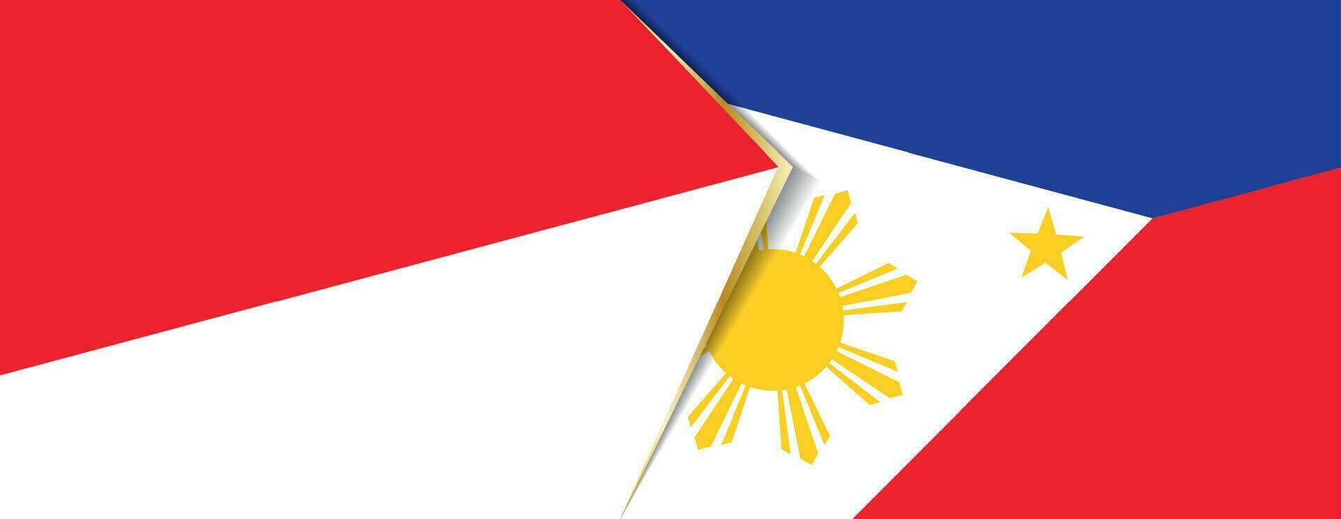 indonesien och filippinerna flaggor, två vektor flaggor.