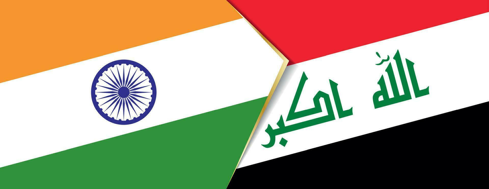 Indien och irak flaggor, två vektor flaggor.