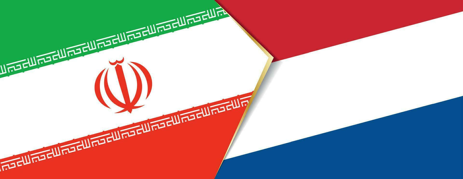 iran och nederländerna flaggor, två vektor flaggor.