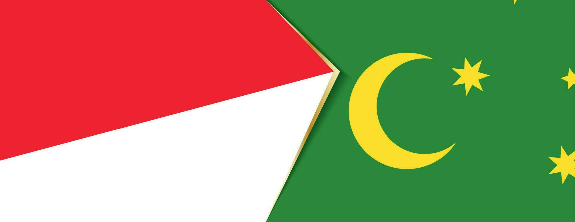 Indonesien und Kokos Inseln Flaggen, zwei Vektor Flaggen.