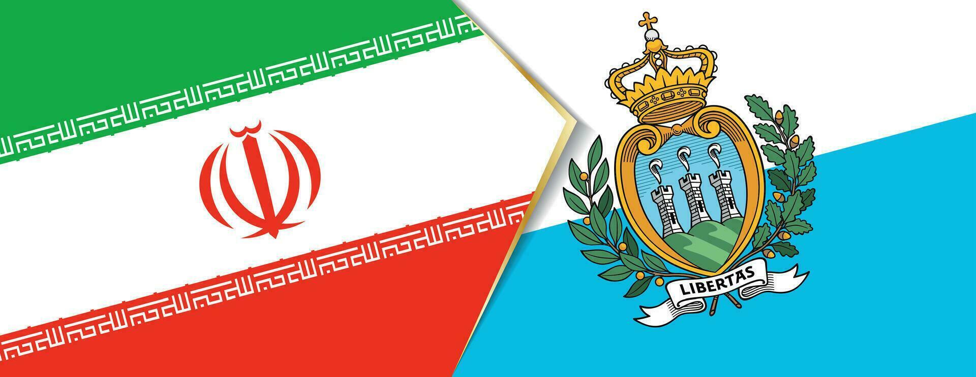 iran och san marino flaggor, två vektor flaggor.