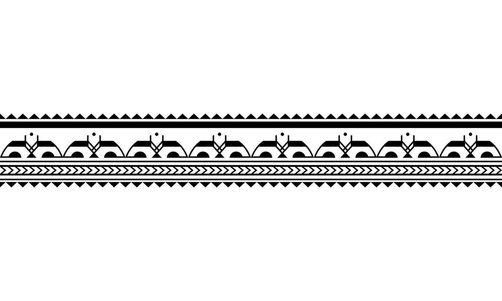 Maori polynesisch tätowieren Armband. Stammes- Ärmel nahtlos Muster Vektor. Samoaner Rand tätowieren Design Vordergrund Arm oder Fuß. vektor