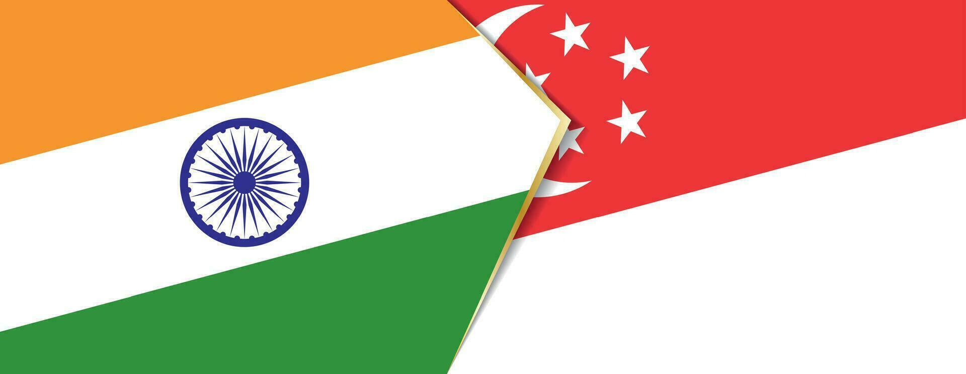 Indien und Singapur Flaggen, zwei Vektor Flaggen.