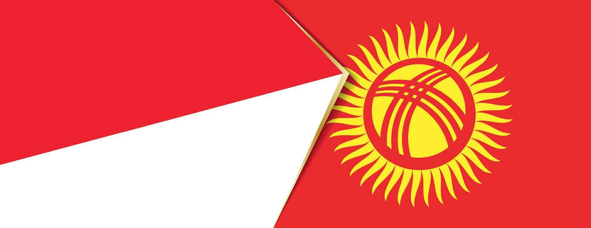 indonesien och kyrgyzstan flaggor, två vektor flaggor.