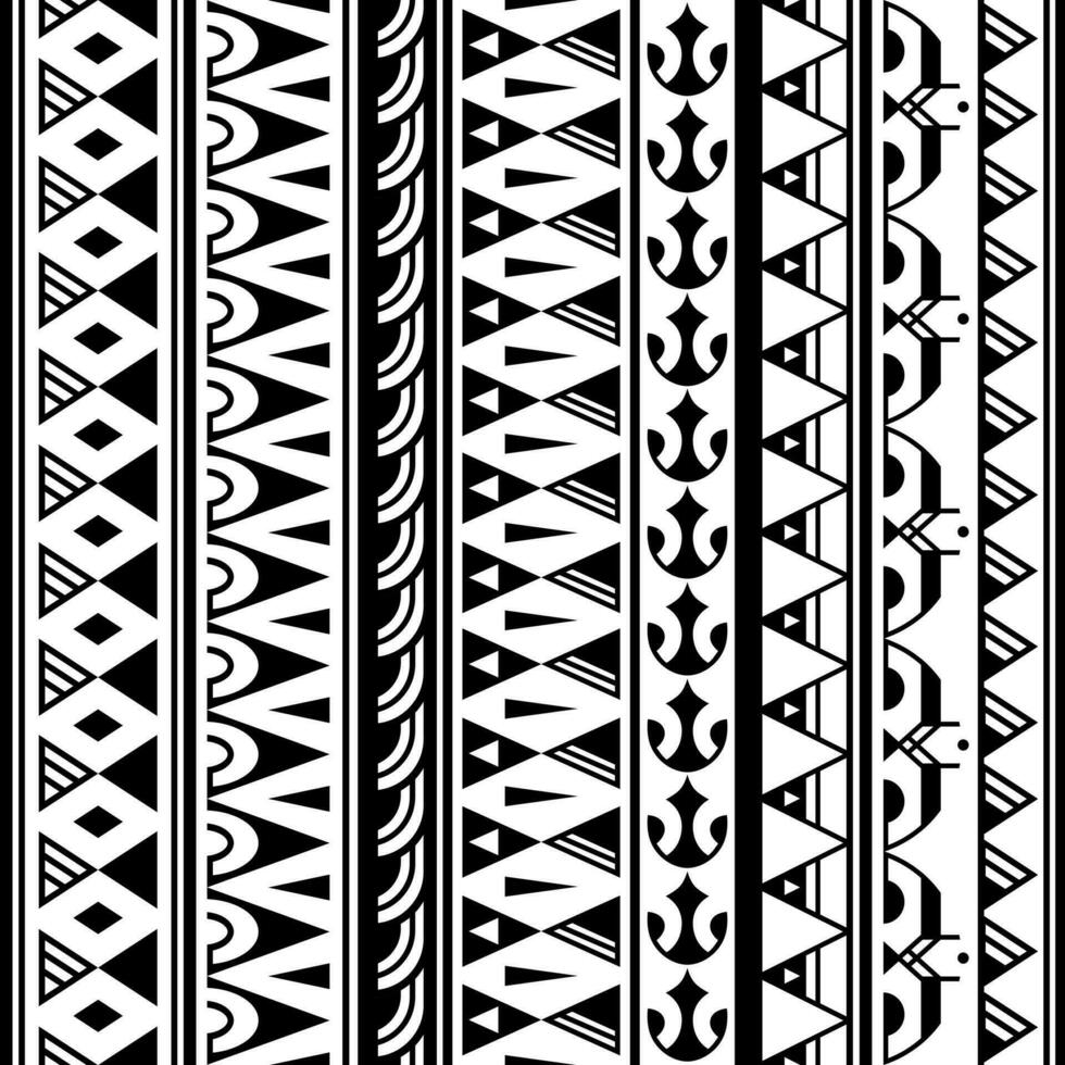 einstellen von Maori polynesisch tätowieren Armbänder Grenze. Stammes- Ärmel nahtlos Muster Vektor. Samoaner Armband tätowieren Design Vordergrund Arm oder Fuß. vektor