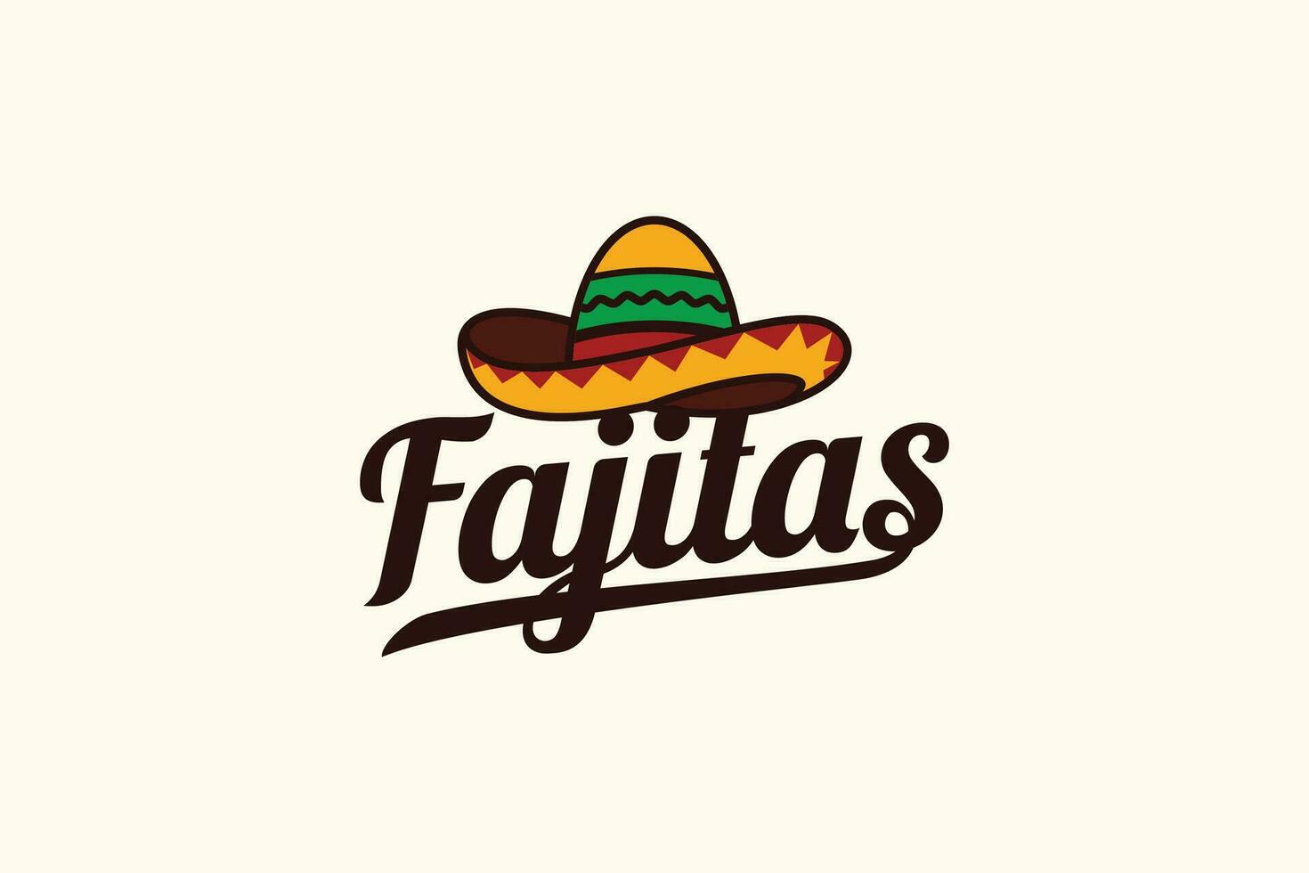 fajitas logotyp med en kombination av en sombrero eller mexikansk hatt och skön text för mexikansk restauranger, kaféer, mat lastbilar, etc. vektor