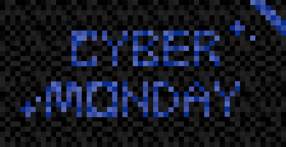 Cyber Monday Banner. Tag des Verkaufs in Online-Shops. Pixel-flache Abbildung vektor