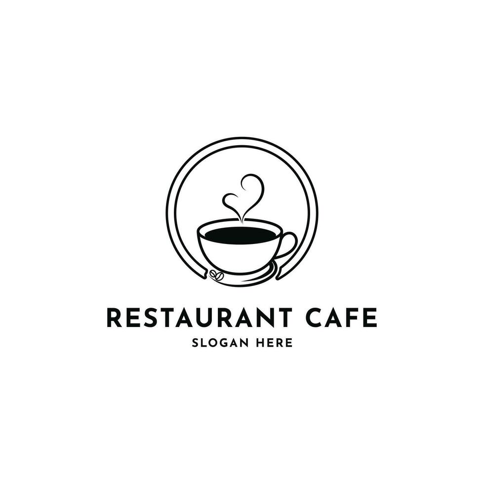 Kaffee Tasse Logo Design Etikette Kreis zum Restaurant Kaffee Geschäft Jahrgang Logo vektor