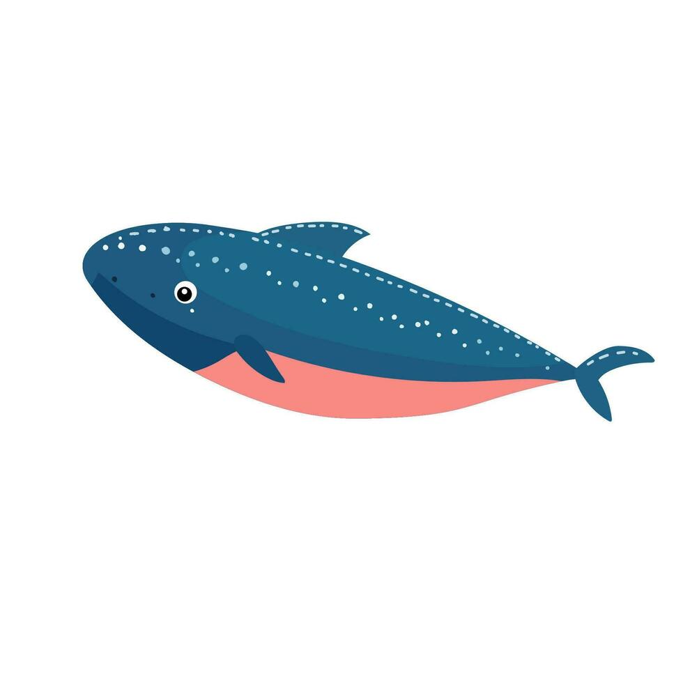 Vektor Blau Fisch, Marine Tier isoliert auf Weiß Hintergrund.